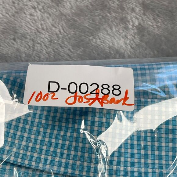 Jos A Bank Shirt Men Large Turquoise Gingham Check Cotton Travelers Button Front - Picture 16 of 16